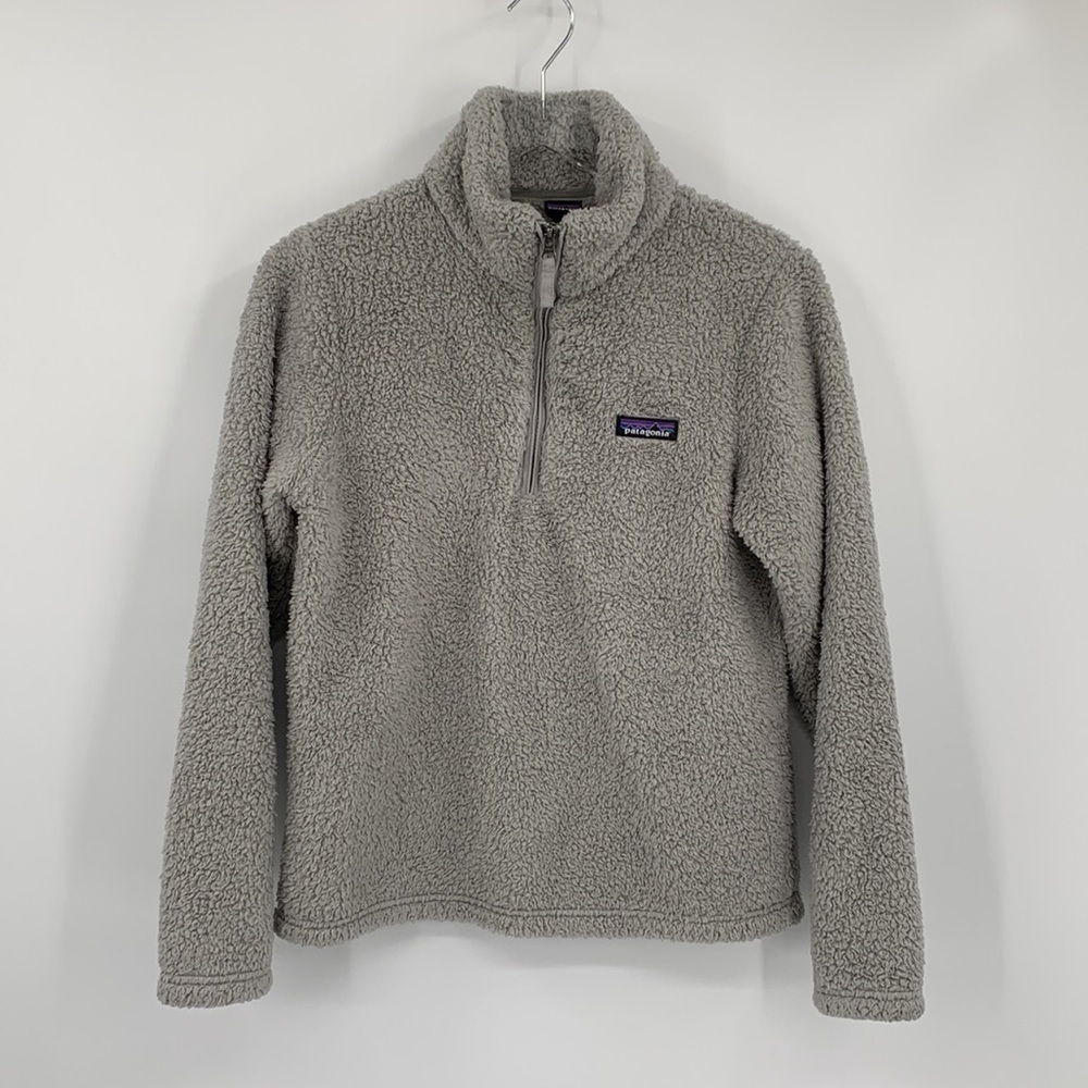 Patagonia Worn Wear Los Gatos quarter zip pull-over shirt Teddy furry gray Small